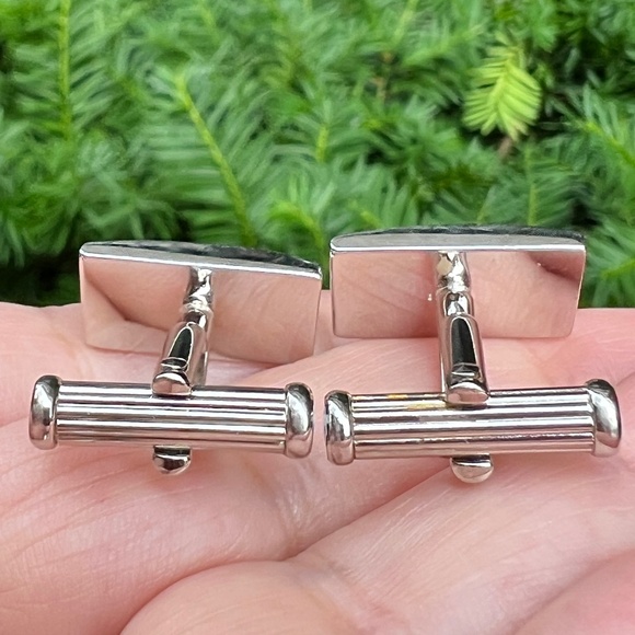 VINTAGE MONTBLANC RECTANGULAR MATTE STAINLESS STEEL CUFFLINKS MINT CONDITION - Picture 3 of 16